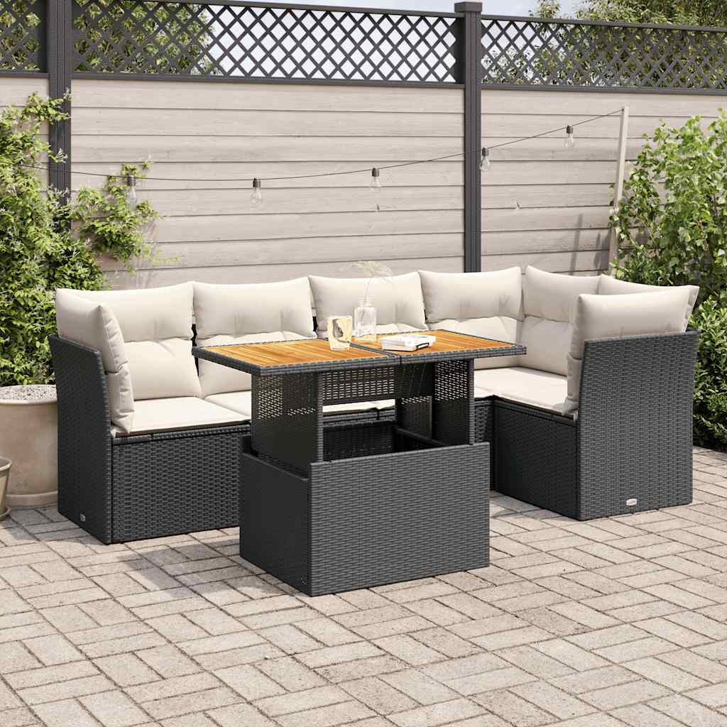 Loungegrupp Med Dynor 6 Delar Svart Konstrotting