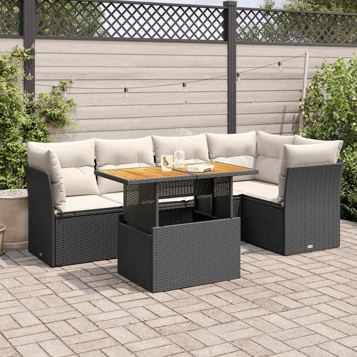 Loungegrupp Med Dynor 6 Delar Svart Konstrotting