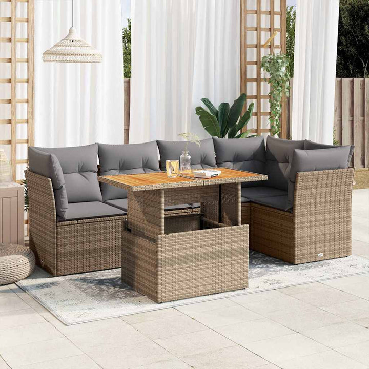 Loungegrupp Med Dynor 6 Delar Svart Konstrotting