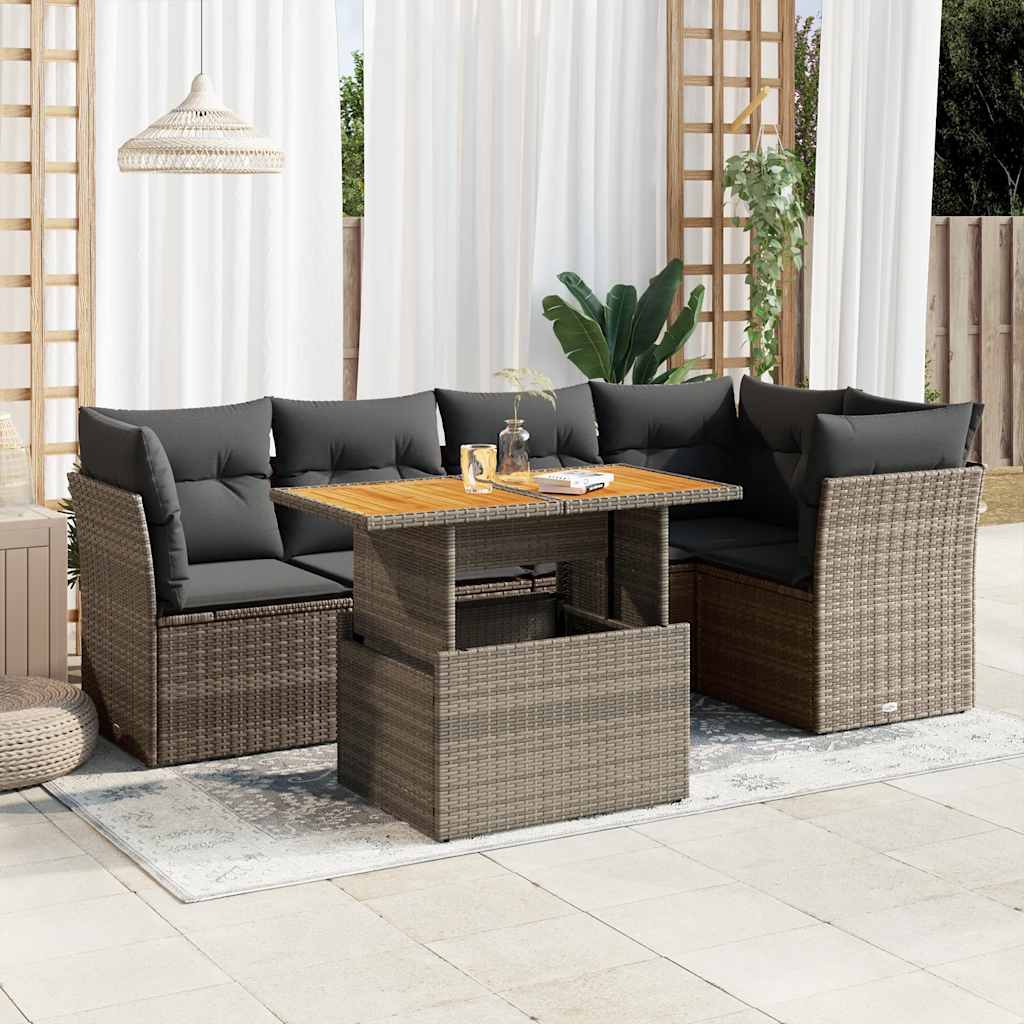 Loungegrupp Med Dynor 6 Delar Svart Konstrotting