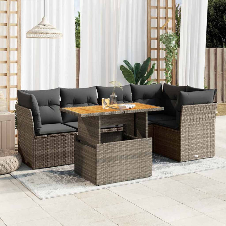 Loungegrupp Med Dynor 6 Delar Svart Konstrotting