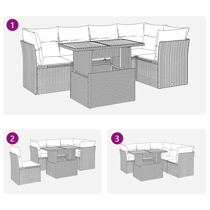 Loungegrupp För Trädgården Med Dynor 6 Delar Konstrotting