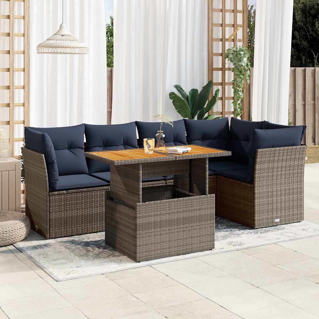 Loungegrupp För Trädgården Med Dynor 6 Delar Konstrotting