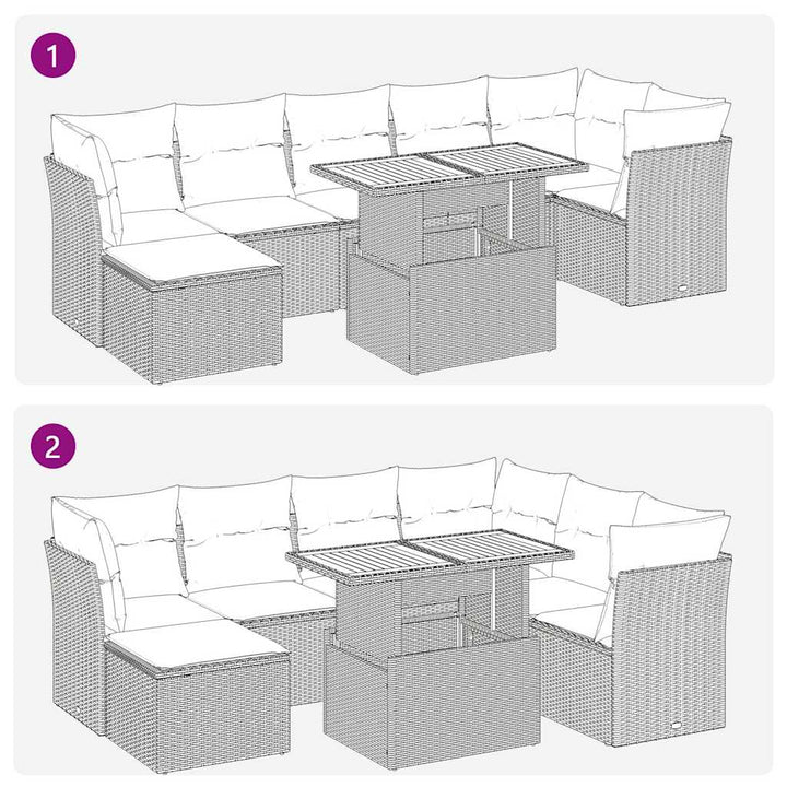 Loungegrupp För Trädgården Med Dynor 8 Delar Konstrotting