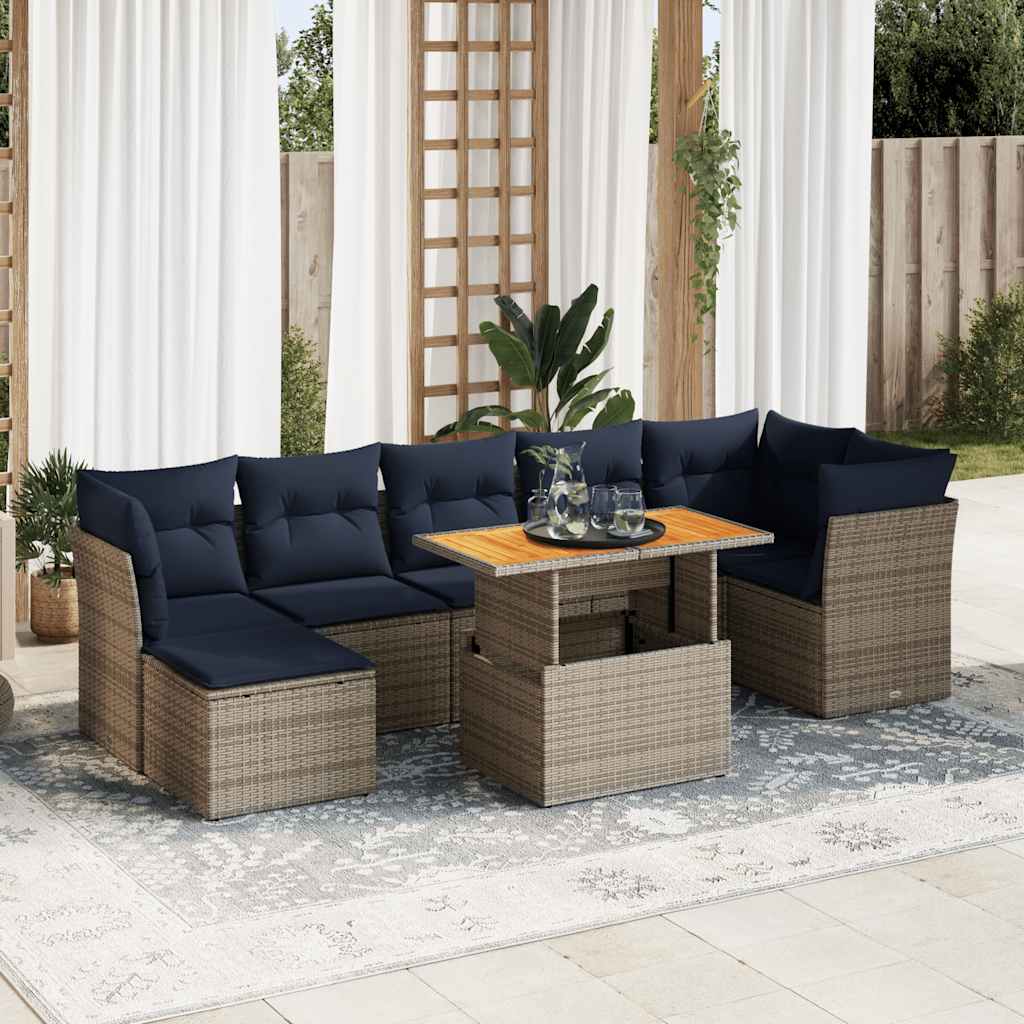 Loungegrupp För Trädgården Med Dynor 8 Delar Konstrotting