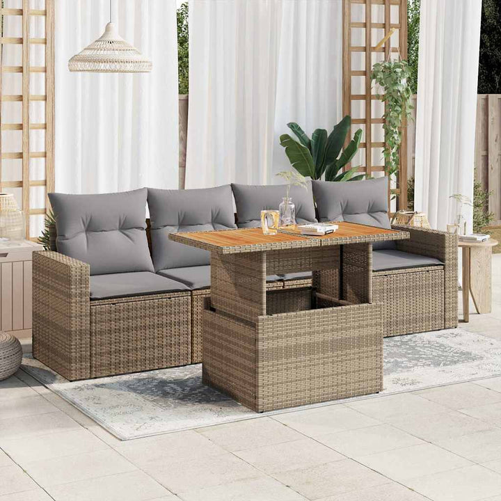 Loungegrupp För Trädgården Med Dynor 5 Delar Svart Konstrotting