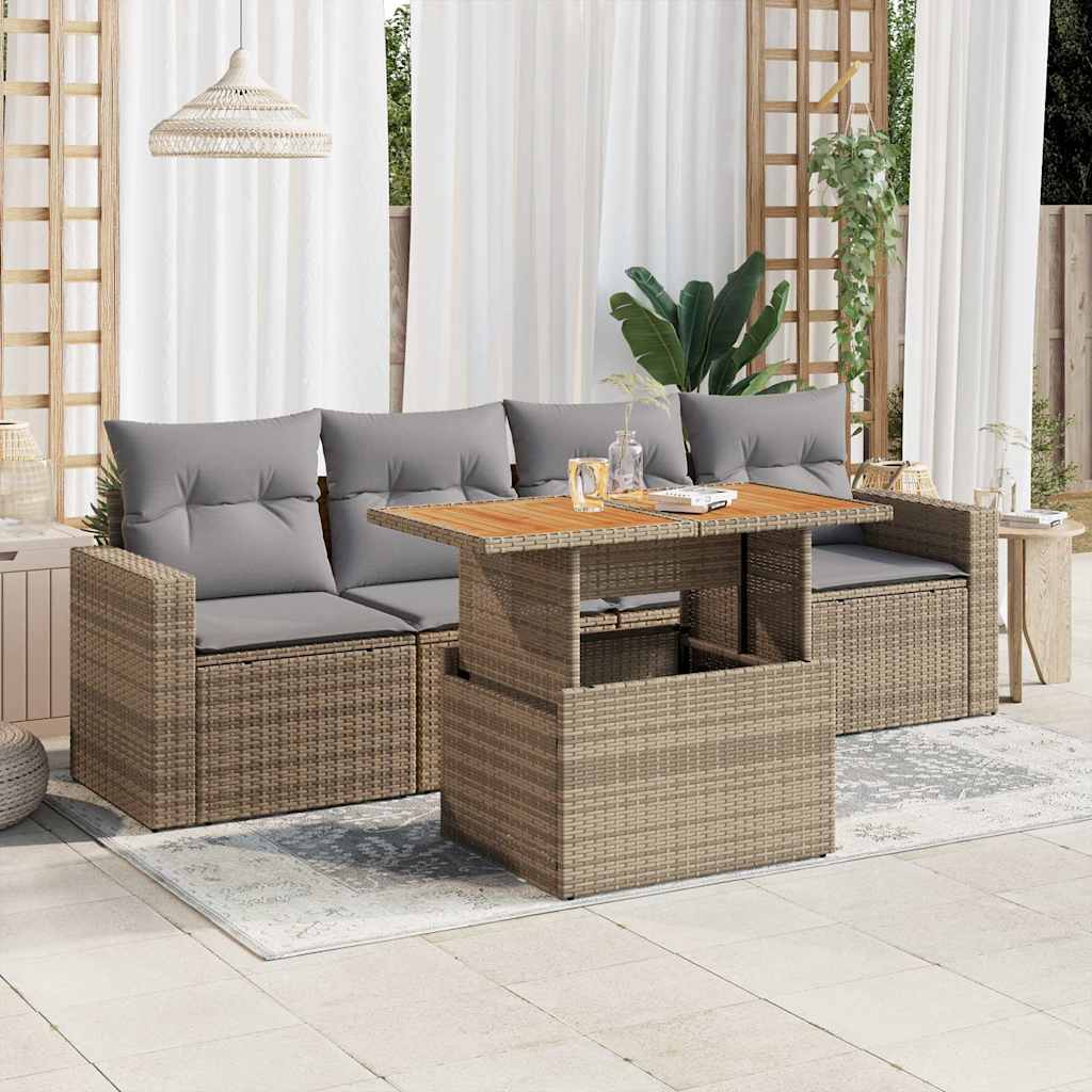 Loungegrupp För Trädgården Med Dynor 5 Delar Svart Konstrotting