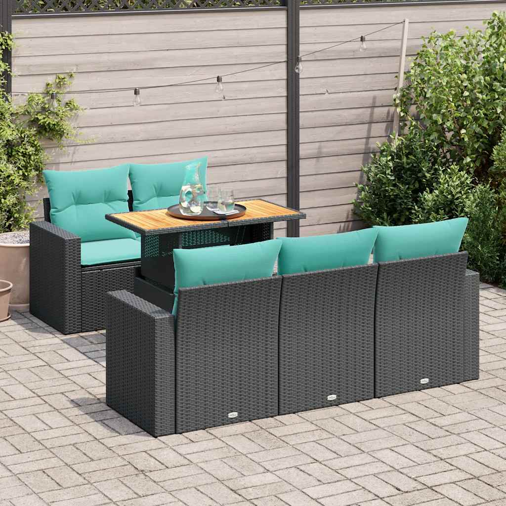 Loungegrupp För Trädgården Med Dynor 6 Delar Konstrotting