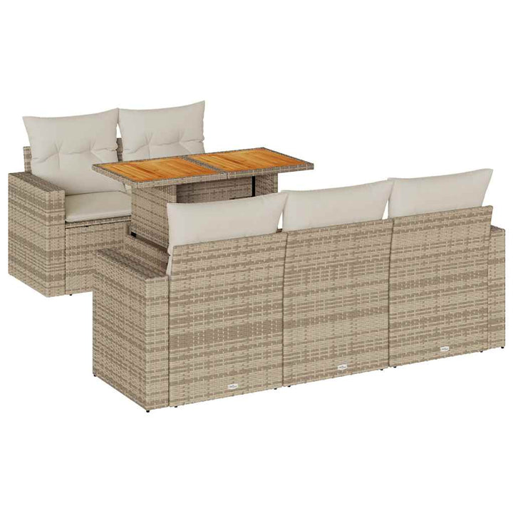 Soffgrupp För Trädgården Med Dynor 6 Delar Beige Konstrotting