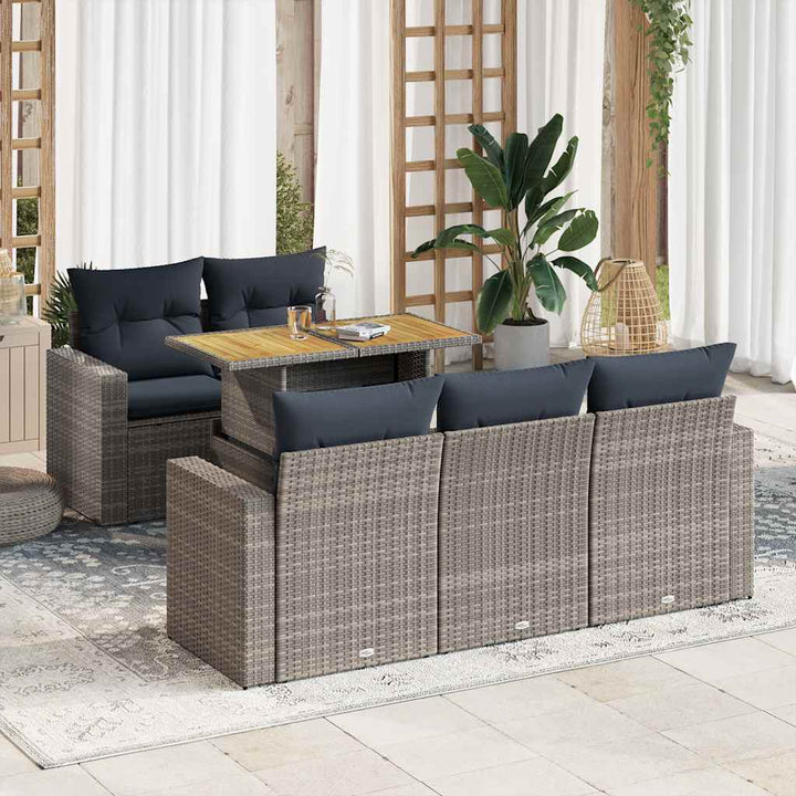 Loungegrupp För Trädgården Med Dynor 6 Delar Konstrotting