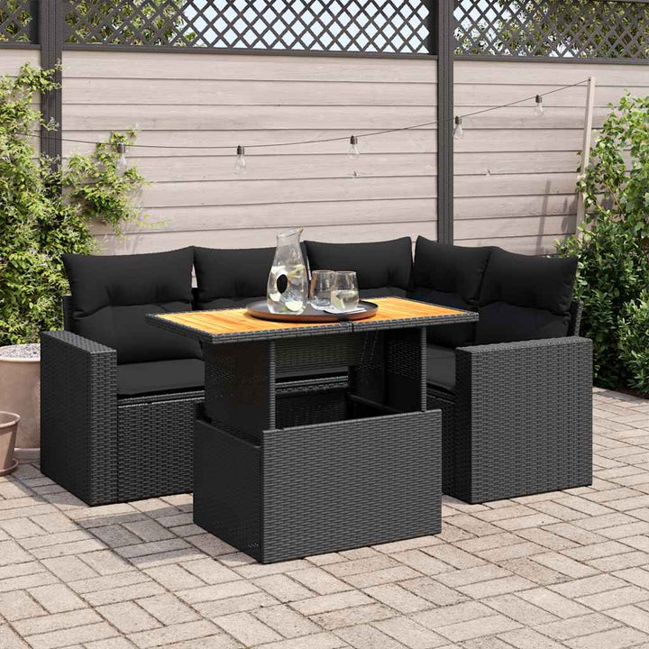 Loungegrupp För Trädgården Med Dynor 5 Delar Svart Konstrotting