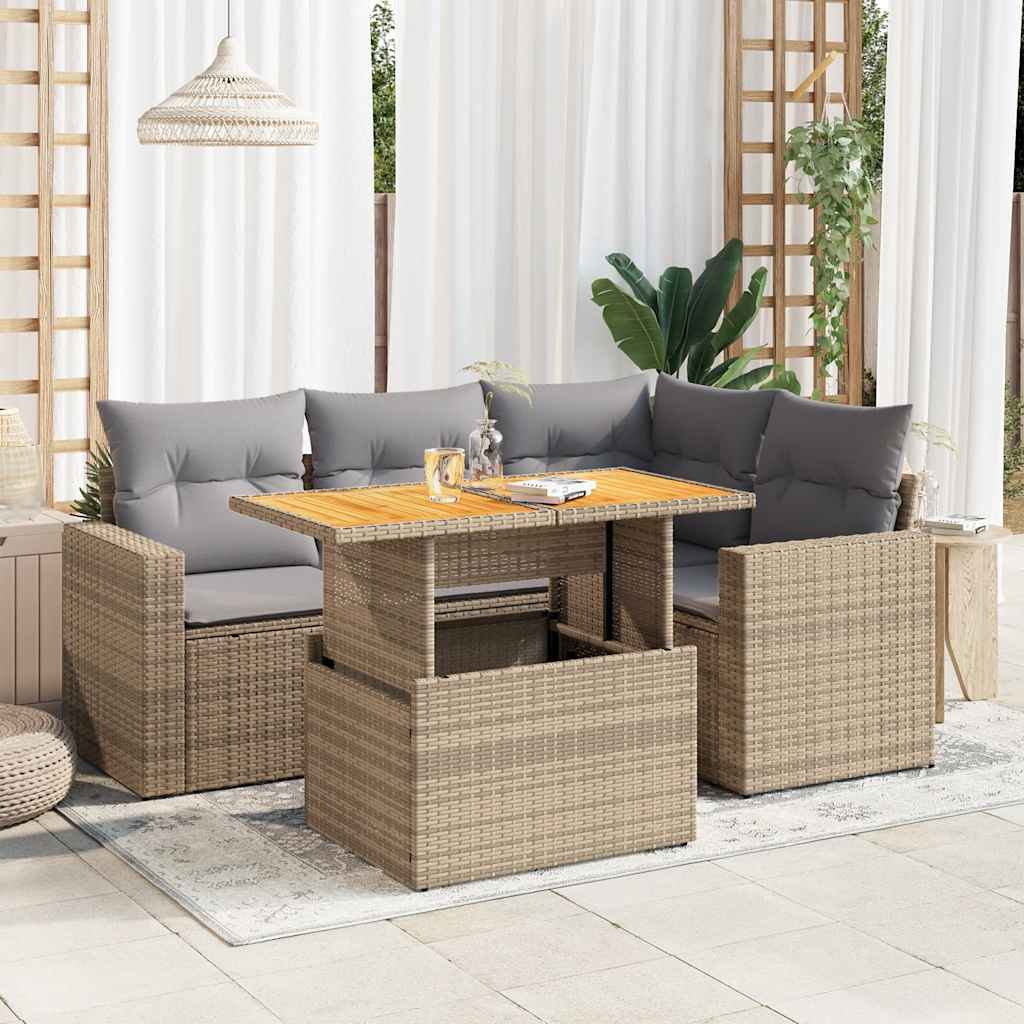 Loungegrupp För Trädgården Med Dynor 5 Delar Svart Konstrotting