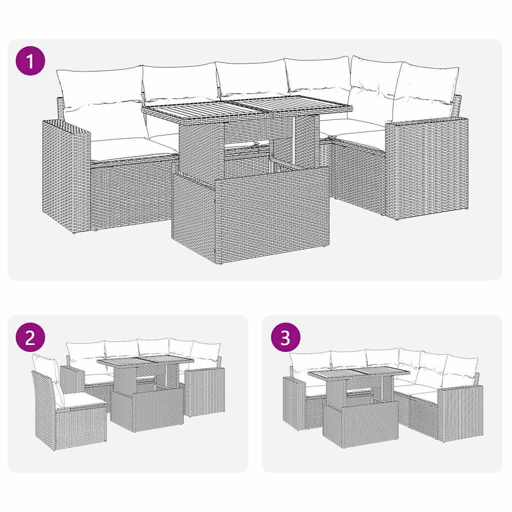 Loungegrupp För Trädgården Med Dynor 6 Delar Konstrotting