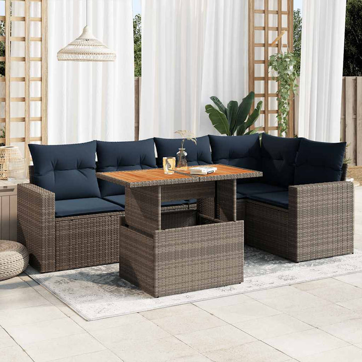 Loungegrupp För Trädgården Med Dynor 6 Delar Konstrotting
