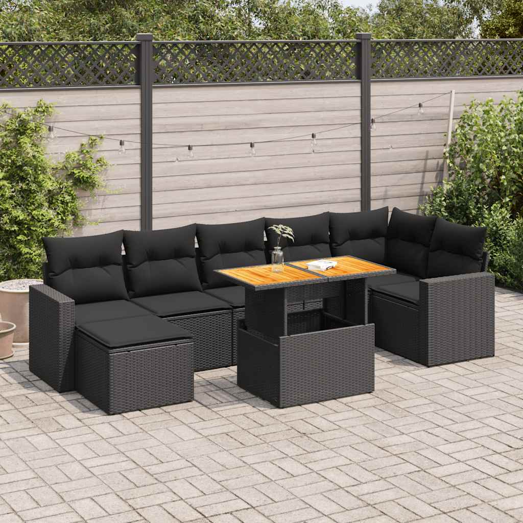 Loungegrupp För Trädgården Med Dynor 8 Delar Konstrotting