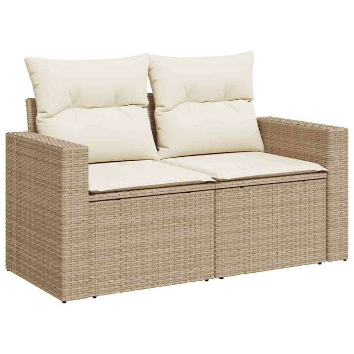 Matgrupp För Trädgården Med Dynor 8 Delar Beige Konstrotting