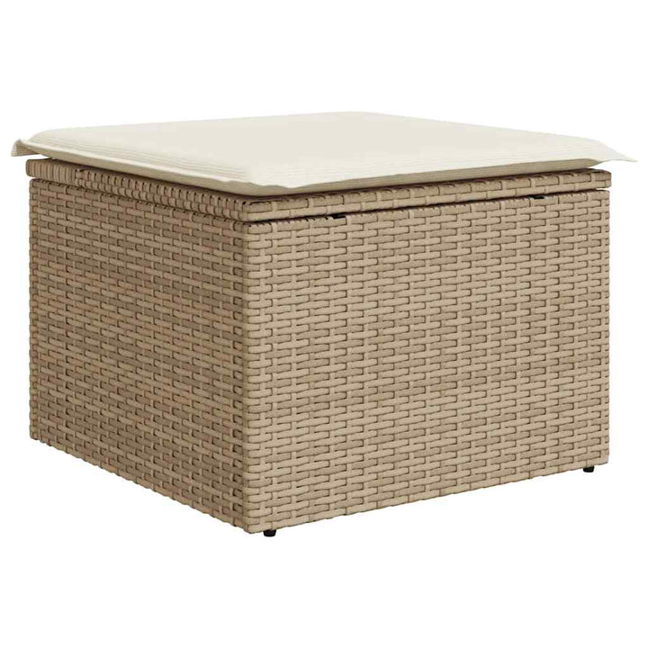 Matgrupp För Trädgården Med Dynor 8 Delar Beige Konstrotting