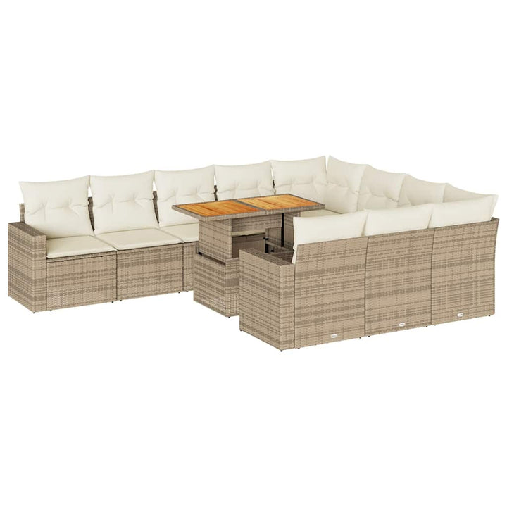 Loungegrupp För Trädgården M. Dynor 11 Delar Beige Konstrotting