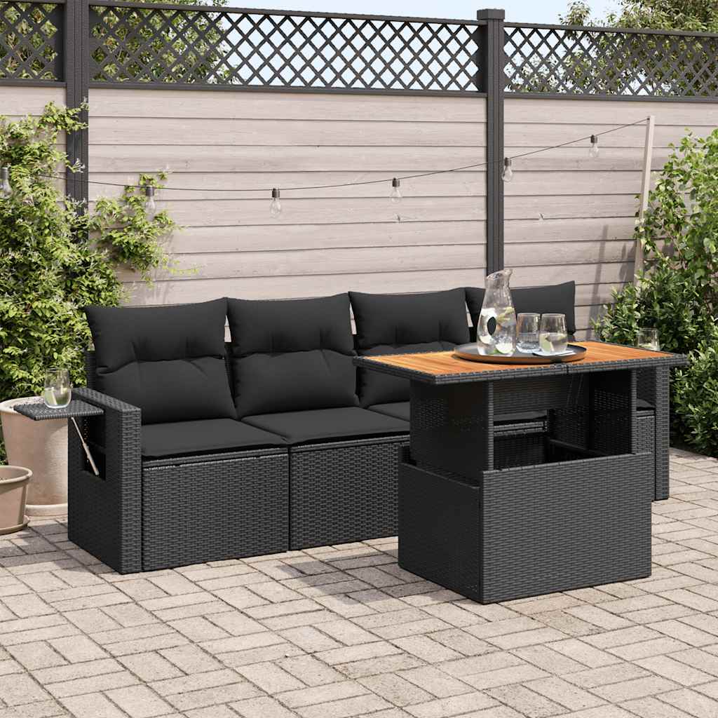 Loungegrupp För Trädgården Med Dynor 5 Delar Konstrotting