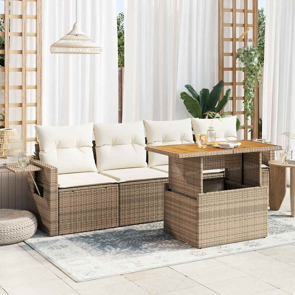 Loungegrupp För Trädgården Med Dynor 5 Delar Konstrotting