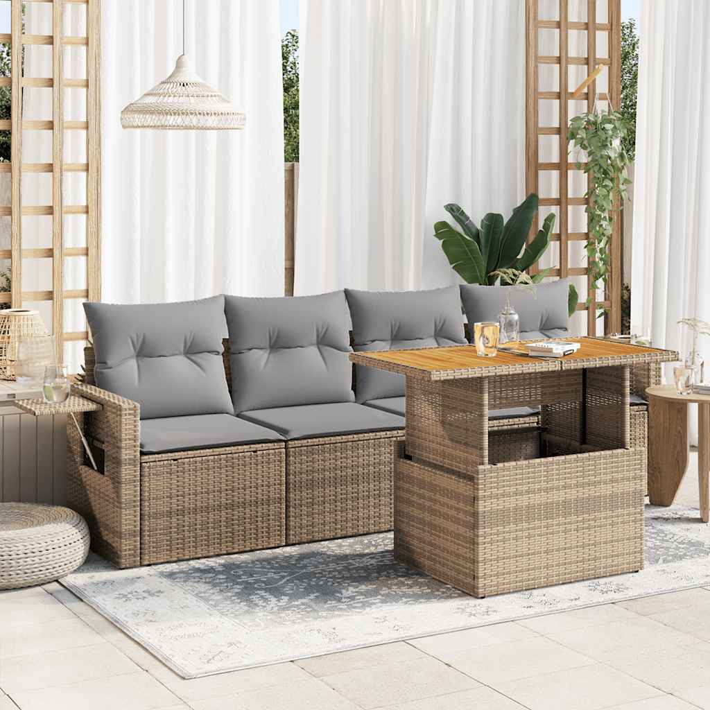 Loungegrupp För Trädgården Med Dynor 5 Delar Konstrotting