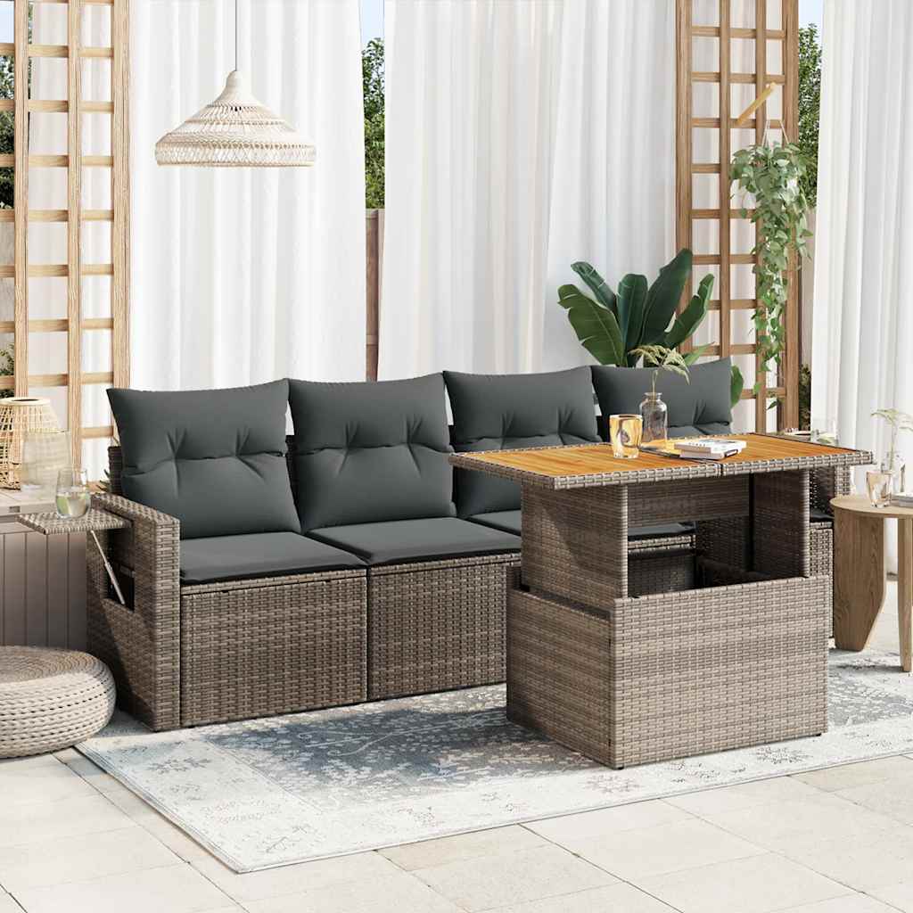 Loungegrupp För Trädgården Med Dynor 5 Delar Konstrotting