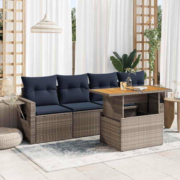 Loungegrupp För Trädgården Med Dynor 5 Delar Konstrotting