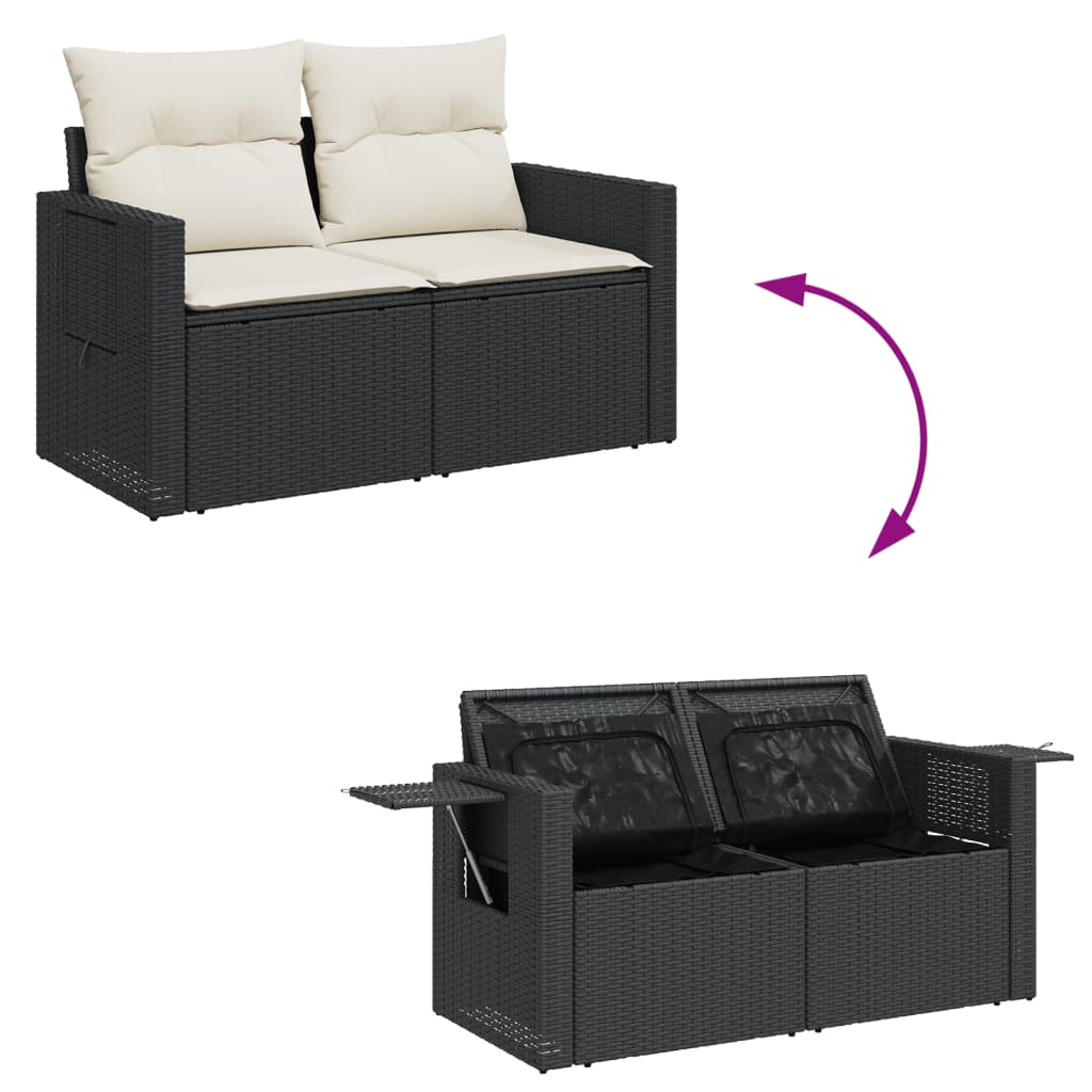 Loungegrupp Med Dynor 6 Delar Svart Konstrotting