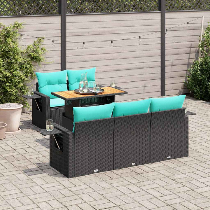Loungegrupp För Trädgården Med Dynor 6 Delar Konstrotting
