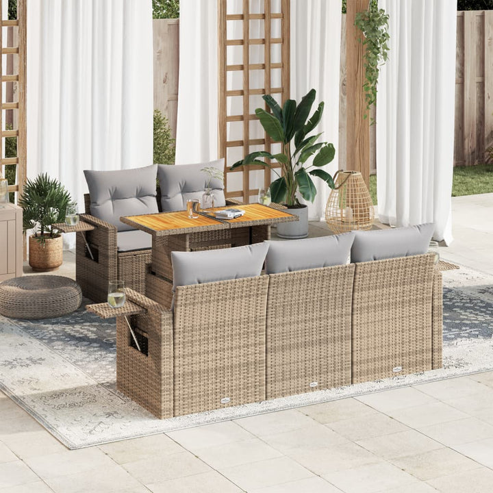Loungegrupp Med Dynor 6 Delar Svart Konstrotting