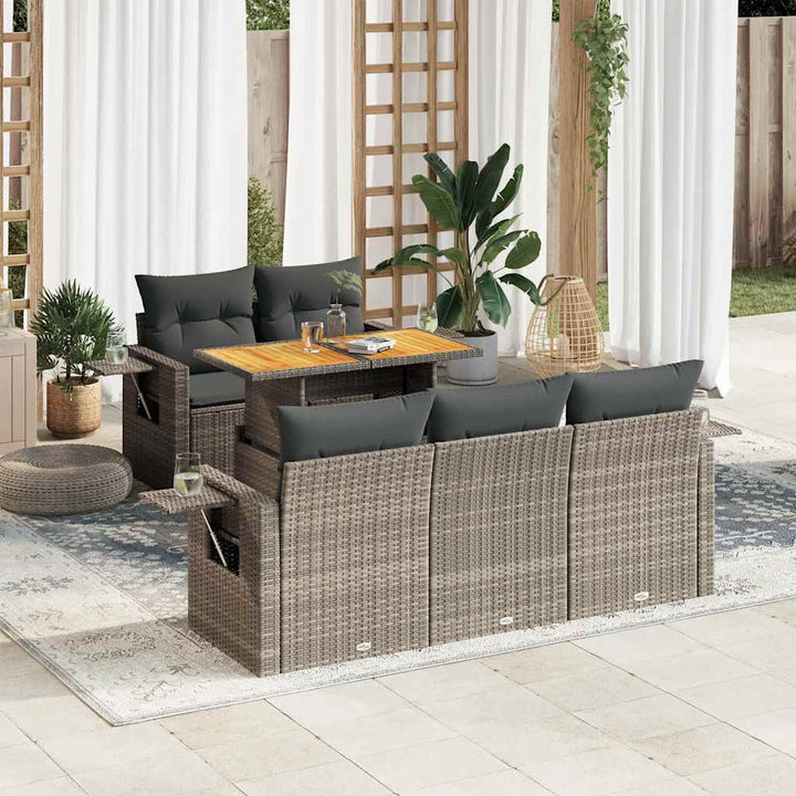 Loungegrupp Med Dynor 6 Delar Svart Konstrotting