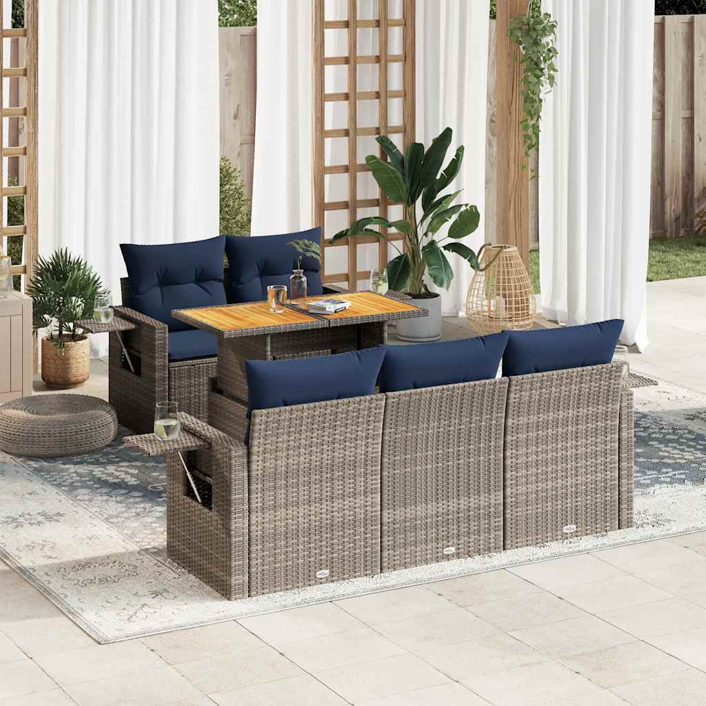 Loungegrupp För Trädgården Med Dynor 6 Delar Konstrotting