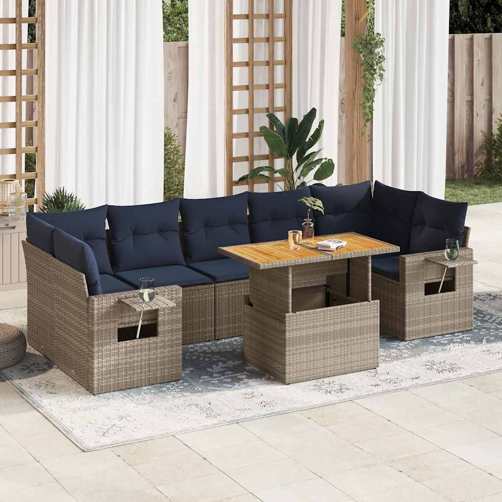 Loungegrupp För Trädgården Med Dynor 8 Delar Konstrotting