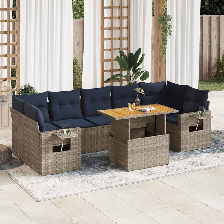 Loungegrupp För Trädgården Med Dynor 8 Delar Konstrotting