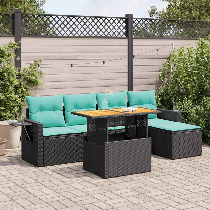 Loungegrupp För Trädgården Med Dynor 6 Delar Konstrotting