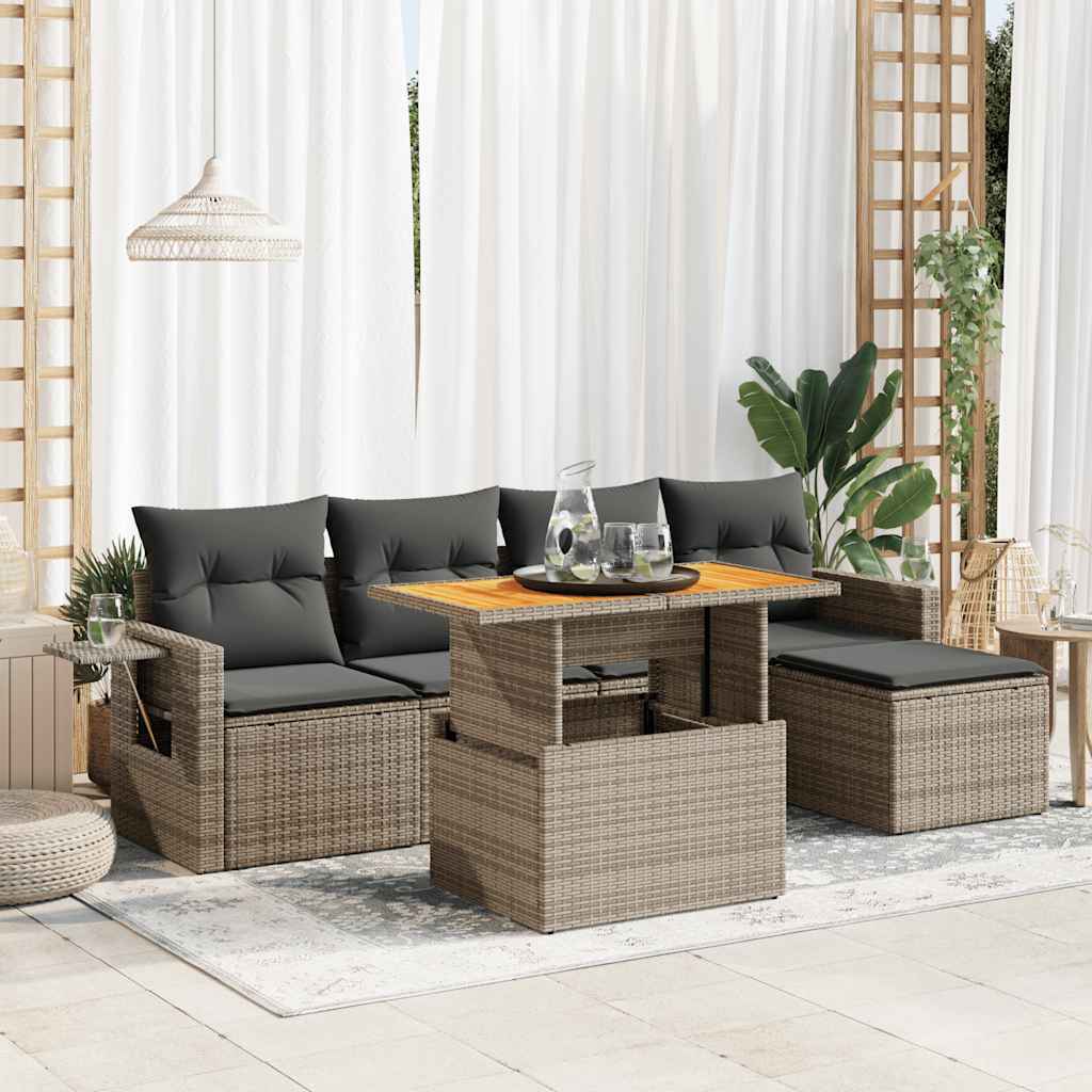 Loungegrupp Med Dynor 6 Delar Konstrotting