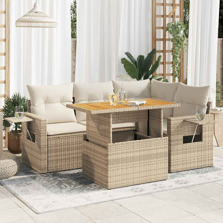 Loungegrupp För Trädgården Med Dynor 5 Delar Konstrotting