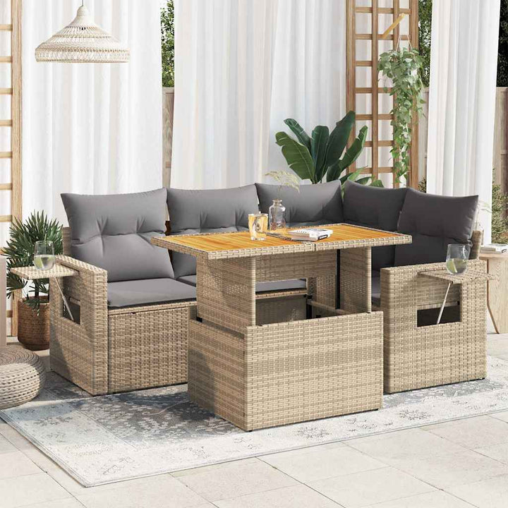 Loungegrupp För Trädgården Med Dynor 5 Delar Konstrotting