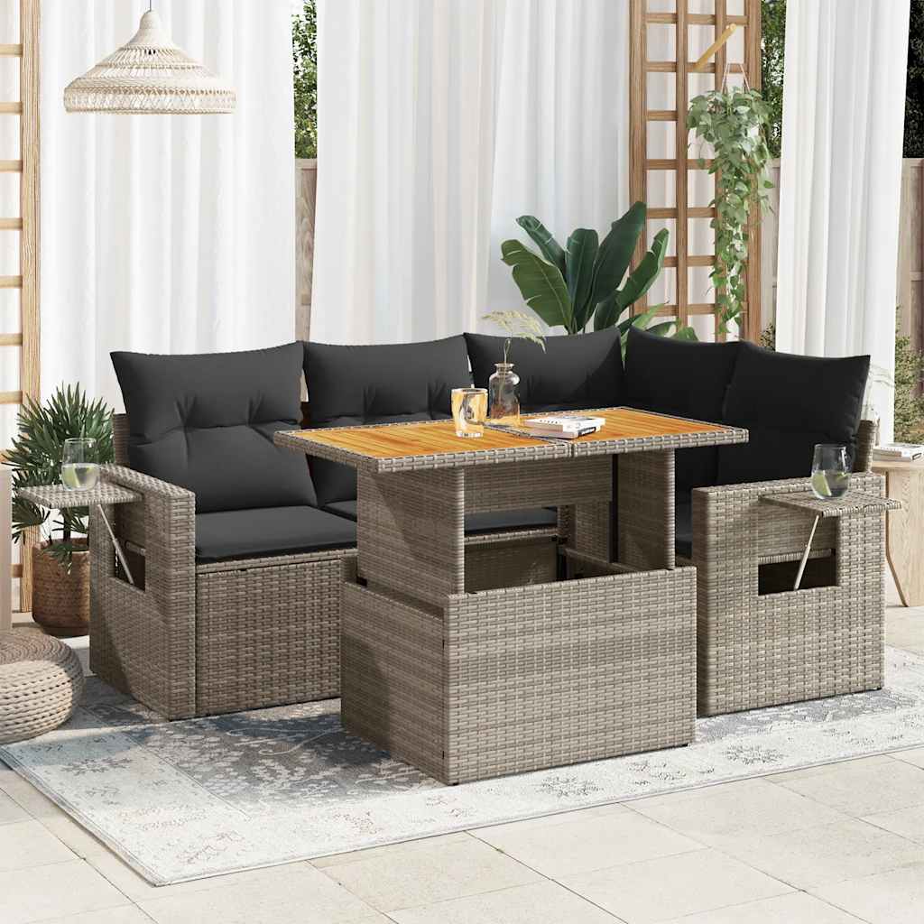Loungegrupp För Trädgården Med Dynor 5 Delar Konstrotting