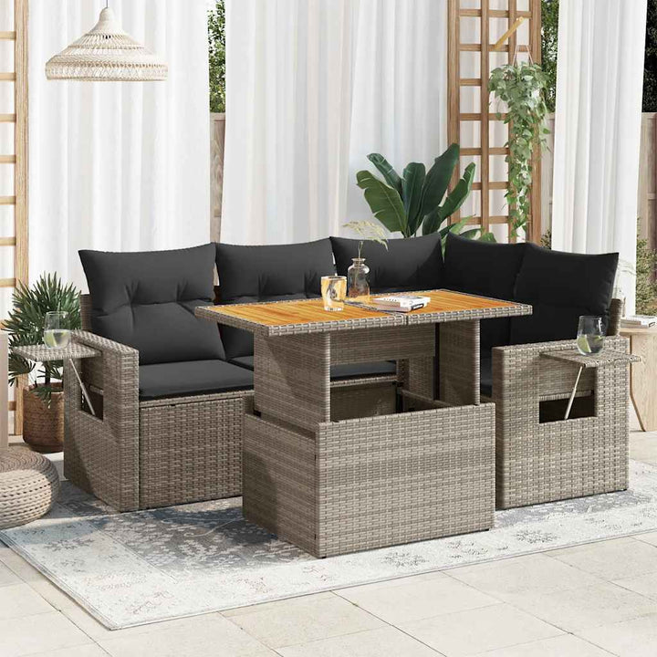 Loungegrupp För Trädgården Med Dynor 5 Delar Konstrotting