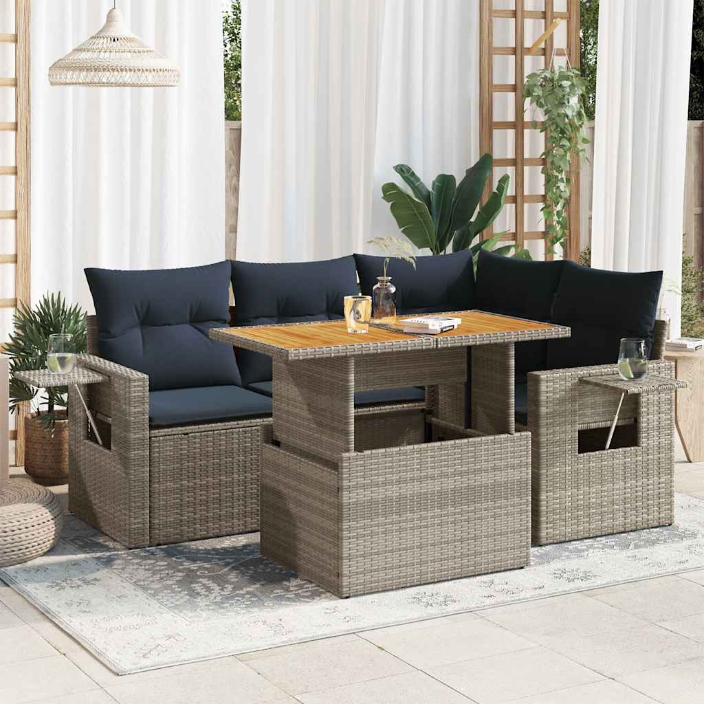 Loungegrupp För Trädgården Med Dynor 5 Delar Konstrotting
