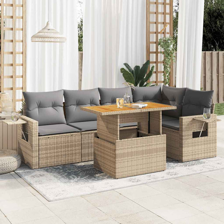 Loungegrupp Med Dynor 6 Delar Konstrotting