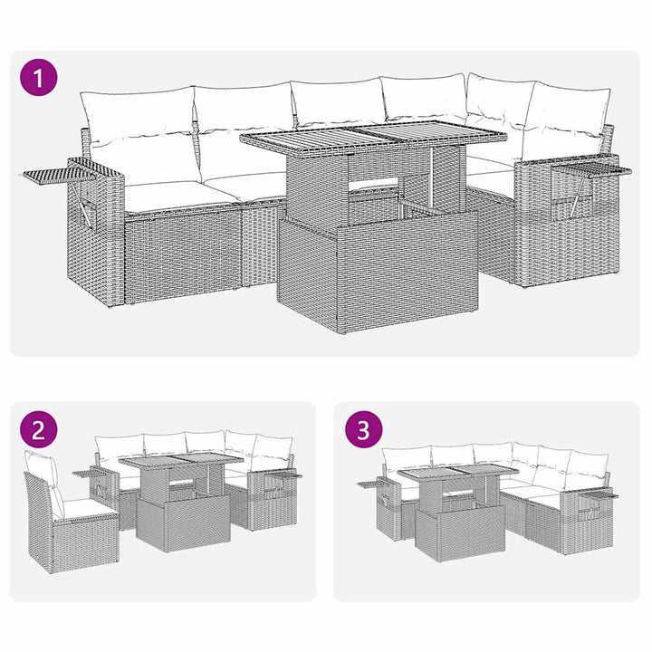 Loungegrupp För Trädgården Med Dynor 6 Delar Konstrotting