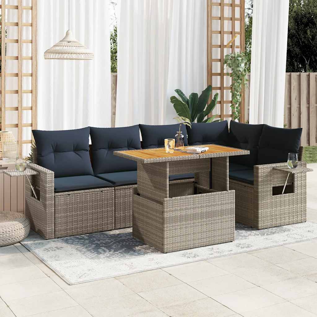 Loungegrupp För Trädgården Med Dynor 6 Delar Konstrotting