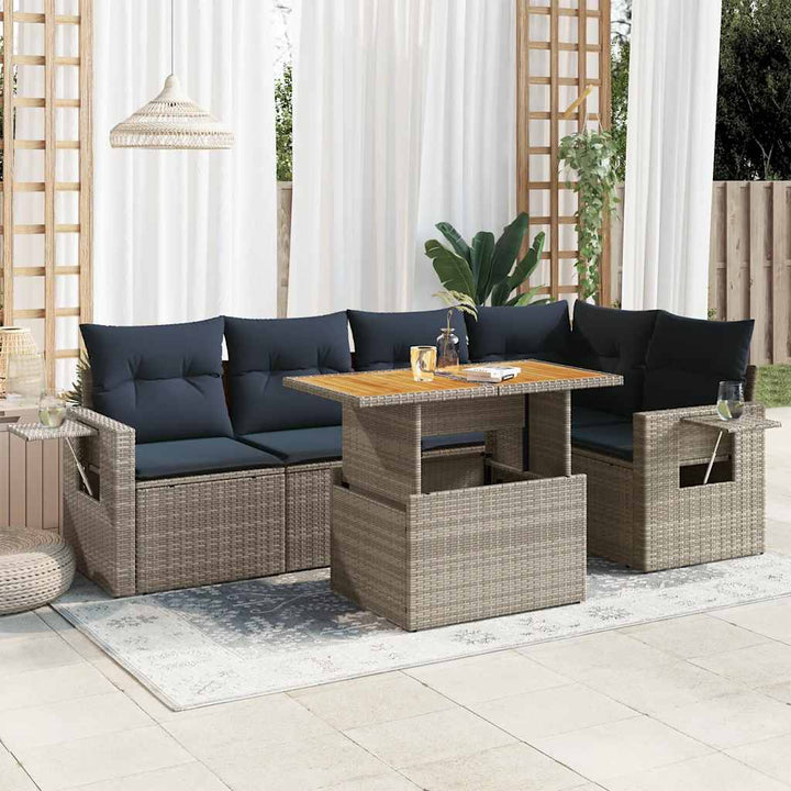 Loungegrupp För Trädgården Med Dynor 6 Delar Konstrotting