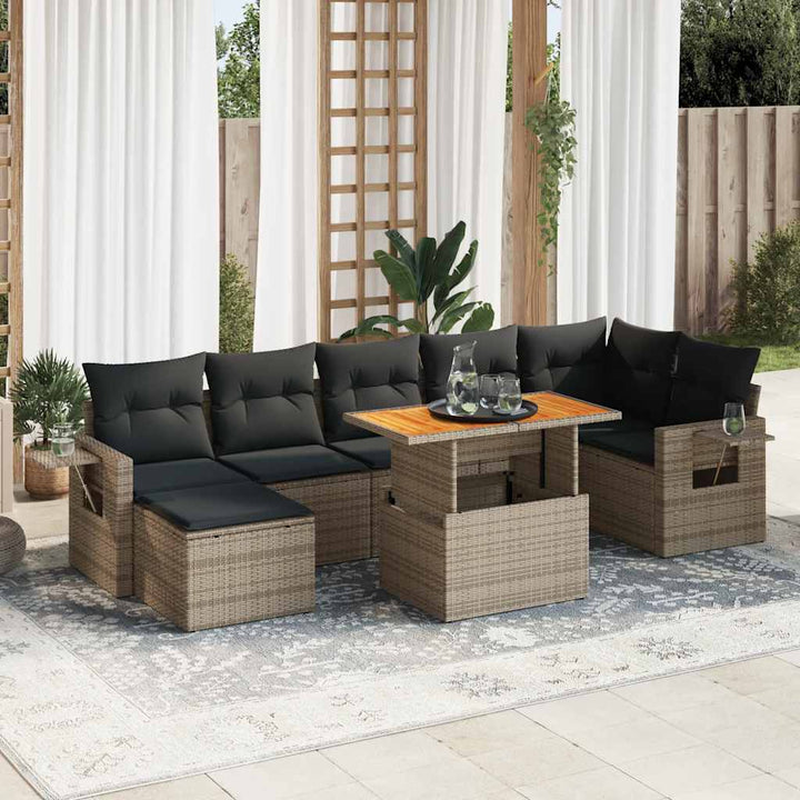 Loungegrupp För Trädgården Med Dynor 8 Delar Svart Konstrotting