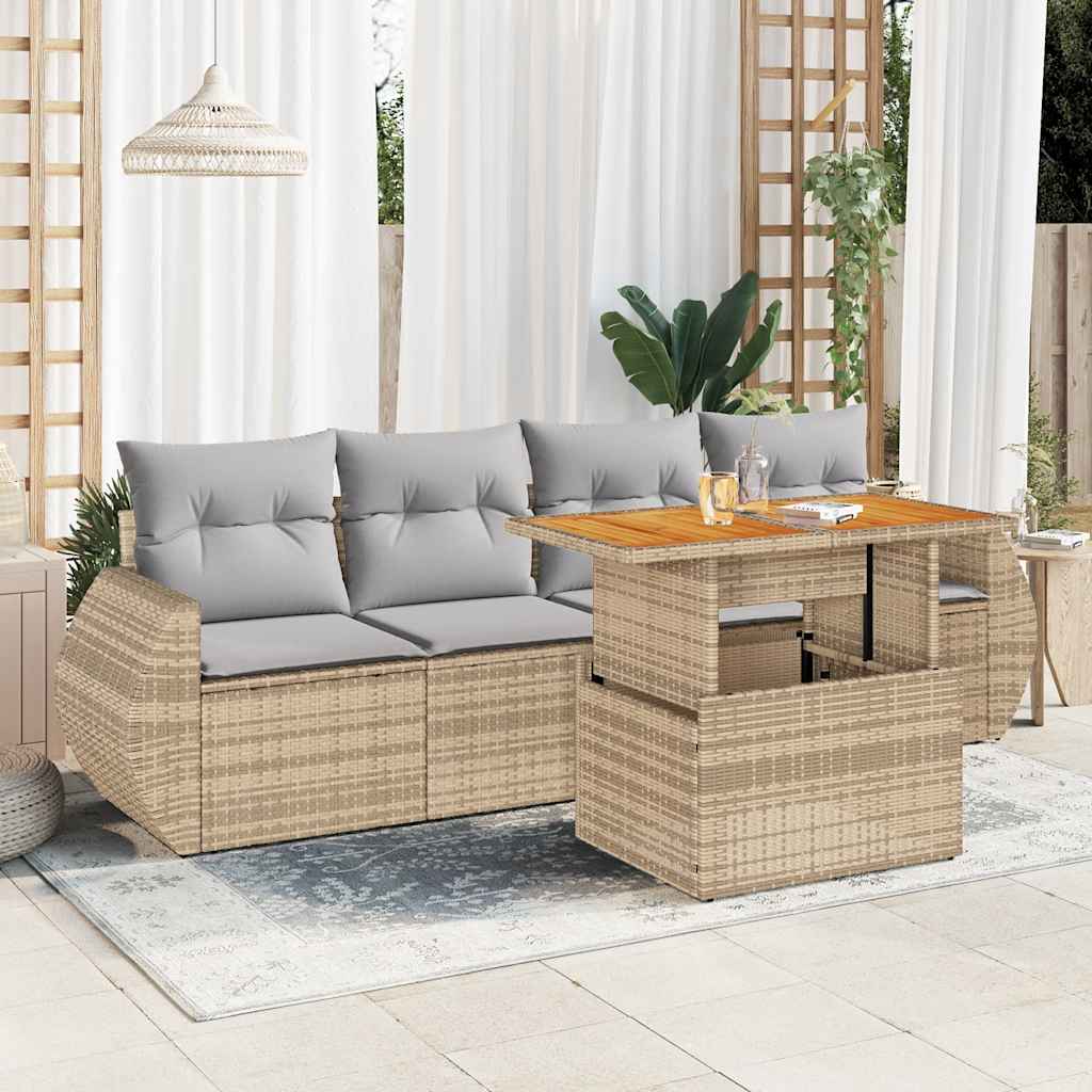 Loungegrupp För Trädgården Med Dynor 5 Delar Svart Konstrotting