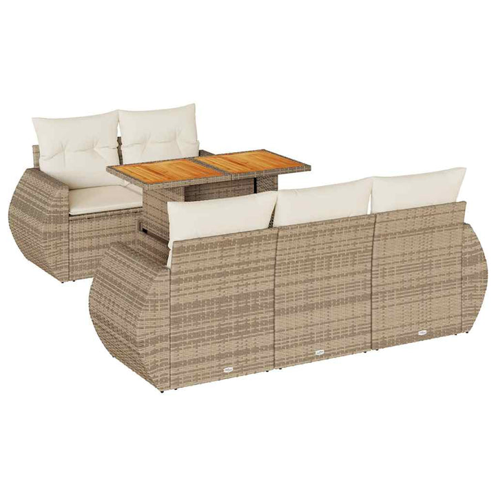 Soffgrupp För Trädgården Med Dynor 6 Delar Beige Konstrotting