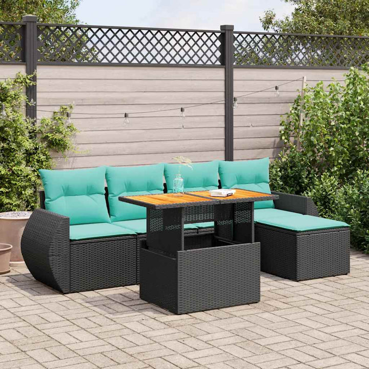 Loungegrupp För Trädgården Med Dynor 6 Delar Konstrotting