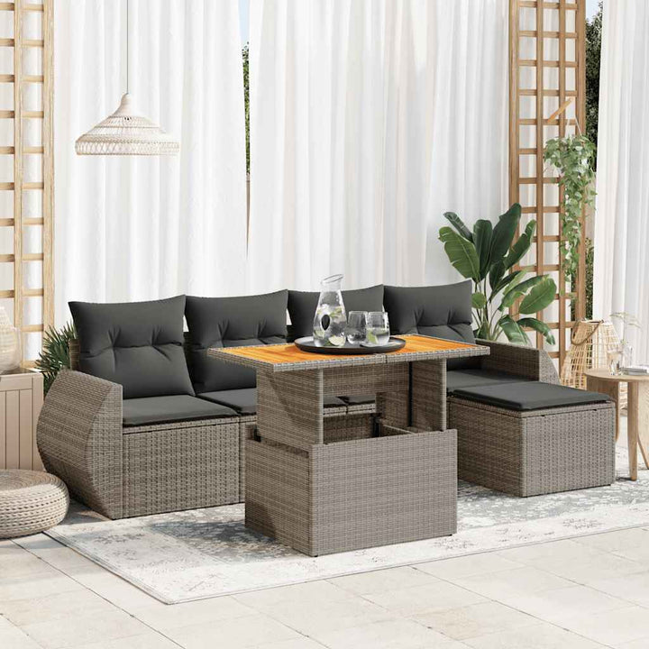 Loungegrupp Med Dynor 6 Delar Svart Konstrotting